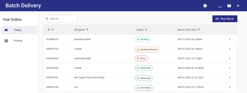 Batch delivery tool preview